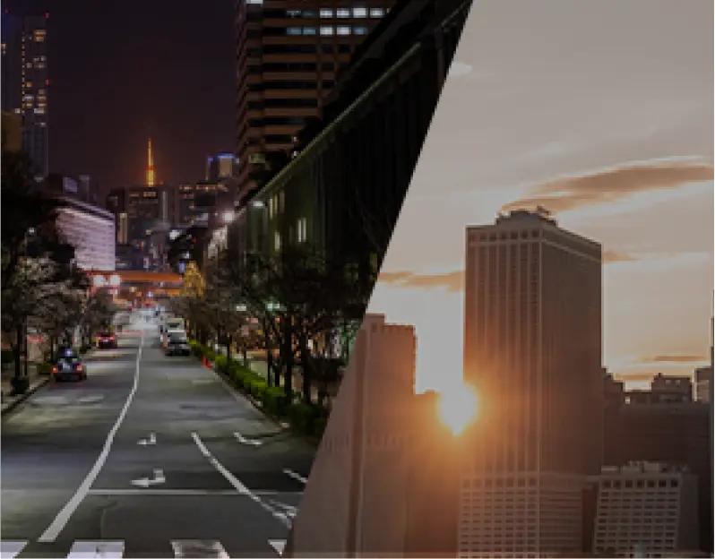 夜明けや夜の都市風景
